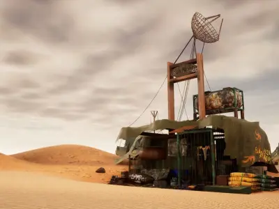 Post Apocalyptic Kitbash UNREAL FBX BLEND Houses Containers  3D model