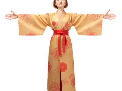 Elegant Floral Kimono model pack Low-poly 3D model