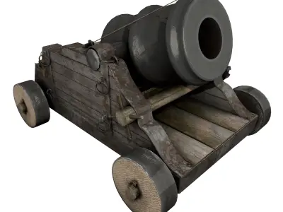 15th Century Mortar Cannon Rusty Low Poly  Low-poly 3D model