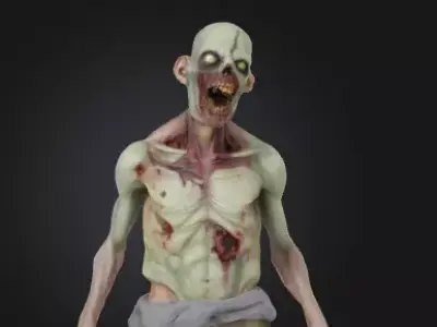 Zombie 3D Model Realistic Horror Sculpture Free 3D print model