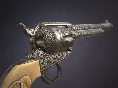 Colt Single Action Army - Peacemaker - Engraved Low-poly 3D model