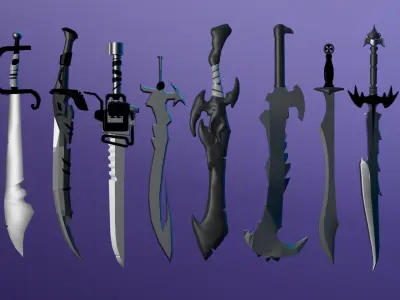 100 Fantasy Weapons Basemesh Pack V4 Low-poly 3D model