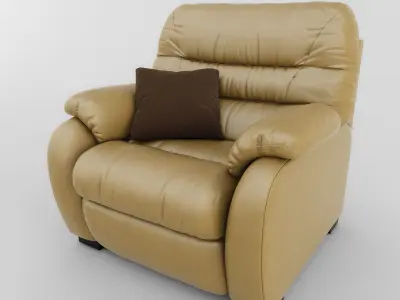 Chair tan leather recliner 3D model