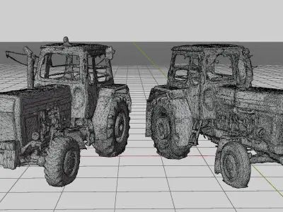Two Old Tractors 3D model