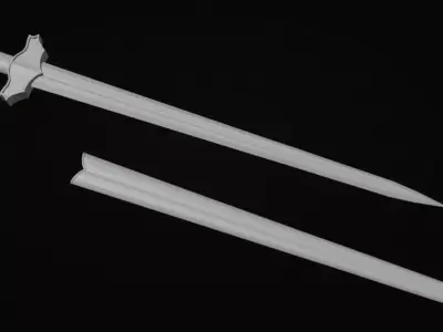 Knight sword with scabbard Low-poly 3D model