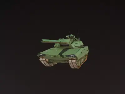Modern Battle Green Army Tank 3D Model Low-poly 3D model