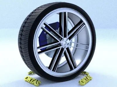 ORTAS CAR RIM 41 GAME READY RIM TIRE AND DISC 3D model