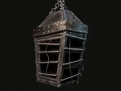 Mediaval Steel Lantern Low-poly 3D model