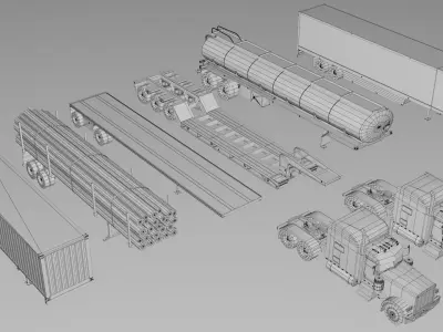 Peterbilt Truck and Trailer Collection 3D model