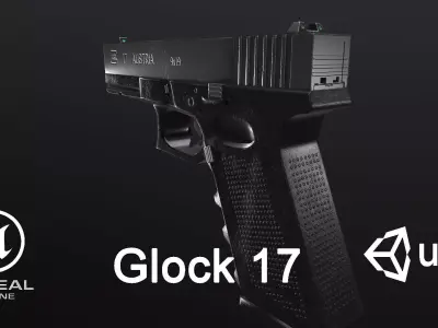 Pistol Glock 17 Bonus Bullet Low-poly 3D model