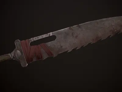 Saw-Cleaver knife Low-poly 3D model