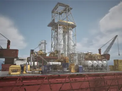 oil platform Low-poly 3D model purchase