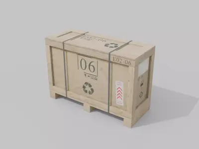 Long Narrow Wooden Crate - Customizable Shipping Box Low-poly 3D model