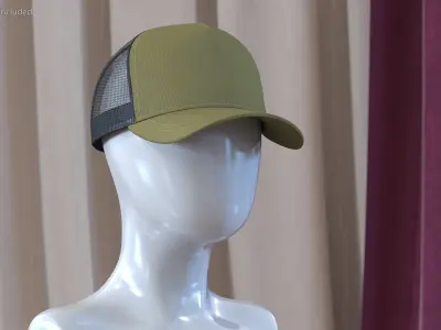 Trucker Cap Olive 3D model