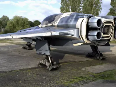 Vanguard Talon - Sci-Fi Single-Seat Fighter - PBR Game Ready Low-poly 3D model