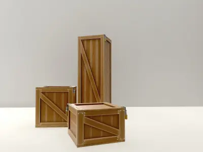 crate set three wooden boxes Low-poly 3D model