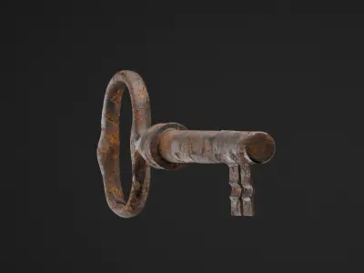 Rusted Old Key 3D Model Low-poly 3D model