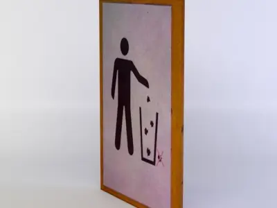 Waste sign Low-poly 3D model