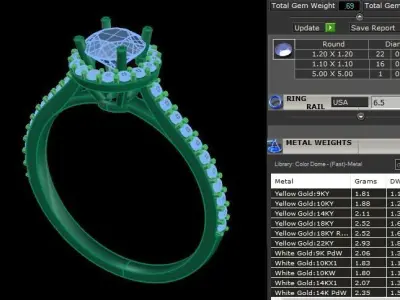 Diamond Halo Engagement Ring 3D print model