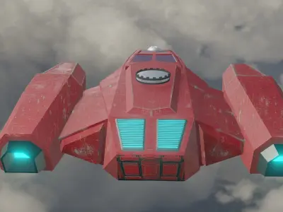 Futuristic Spaceship - concept - low poly -game ready - textured Low-poly 3D model