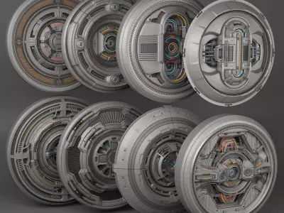 Sci-Fi KITBASH 3 - Big CIrcular Elements 3D model