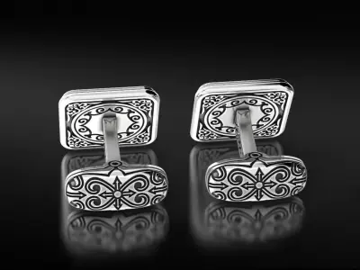 Stylish cufflinks with antique patterns 665 3D print model