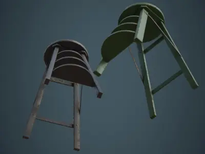 Step Ladder 2C Low-poly 3D model