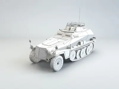 Low Poly  SdKfz 250 9 2cm Leichter Schutzenpanzerwagen Low-poly 3D model