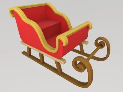 Stylized Low-Poly Christmas Sleigh Low-poly 3D model