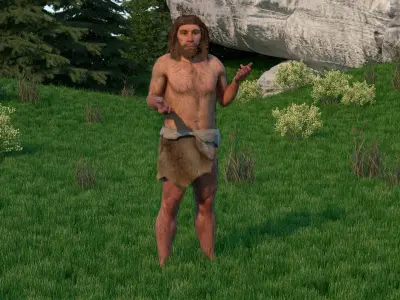 Ancient Neanderthal Fur Rigged 3D model