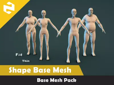 Base Mesh Pack - Shape Base Mesh Low-poly 3D model purchase