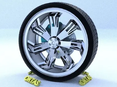 ORTAS CAR RIM 70 GAME READY RIM TIRE AND DISC 3D model