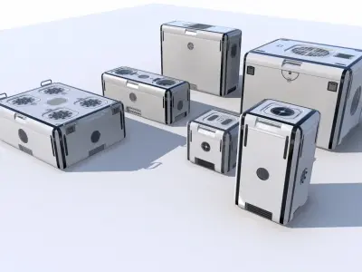 Sci Fi white cargo crates Low-poly 3D model