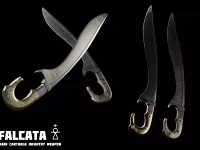Falcata Game ready free model Free low-poly 3D model