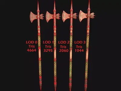 Medieval Weapons Halberd Polearm Axe Weaponry Weapon Low-poly 3D model