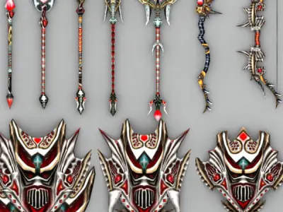Fantasy arms set Low-poly 3D model