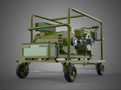 STANDARD GREEN ARMY MILITARY GENSET GENERATOR SET DIESEL ENGINE 3D model