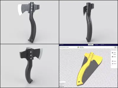 Axe M08 - with STL Low-poly 3D model