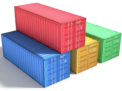 Super Low Poly Shipping Container with doors - PUBG Container Low-poly 3D model