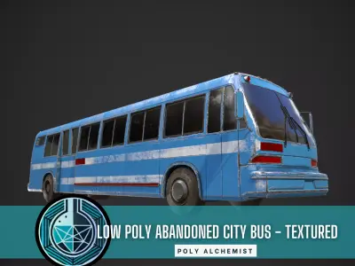 Low Poly Abandoned City Bus - Textured Low-poly 3D model