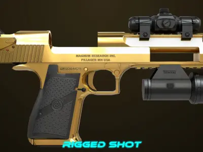 Pistol 10 Gold Generic All PBR UE Textures Low-poly 3D model