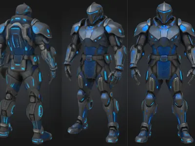 Futuristic Sci-Fi Soldier Low-poly 3D model