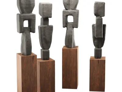 Constractive modern figures sculptures Low-poly 3D model