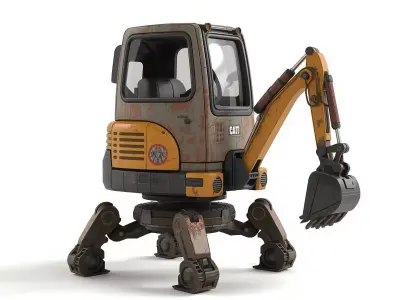 Stylized Chibi Sci-Fi Excavator Walker Scout Low-poly 3D model