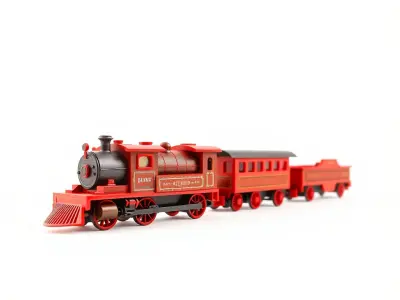 Vintage Steam Train Model Pack with PBR Textures Low-poly 3D model