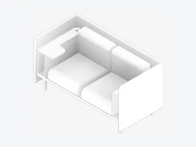 Sofa - Contemporary - Flame - Small Work Shelf - Left Low-poly 3D model