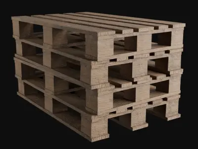 Low-Poly Wooden Shipping Pallets  Low-poly 3D model