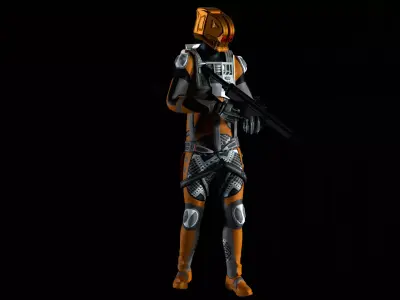 Robot Soldier - Assault Soldier Low-poly 3D model 2