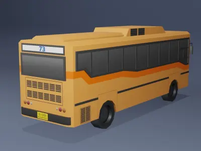 Orange Thai bus Low poly v01 Low-poly 3D model