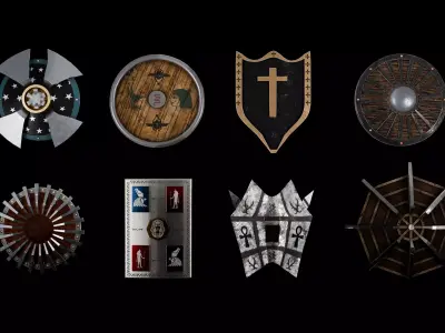 Shield Low-poly 3D model 7